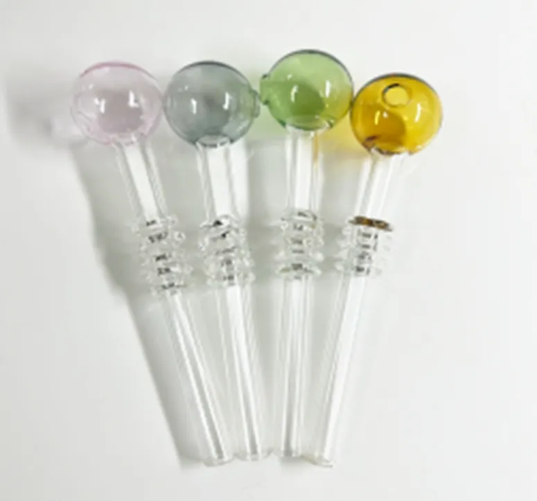 4 Color Glass Pipes Pyrex Smoking Handle Pipes High quality oil burner tube