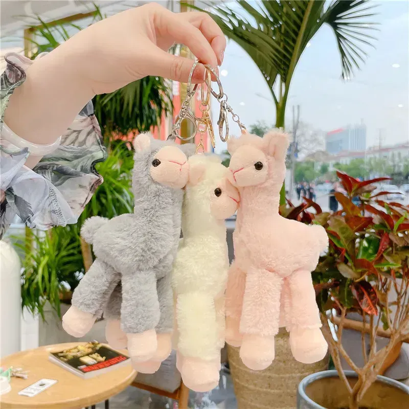 Bonito adorável alpaca chaveiros brinquedo de pelúcia japonês alpacas macio recheado ovelha llama animal bonecas chaveiro boneca 18cm 1030