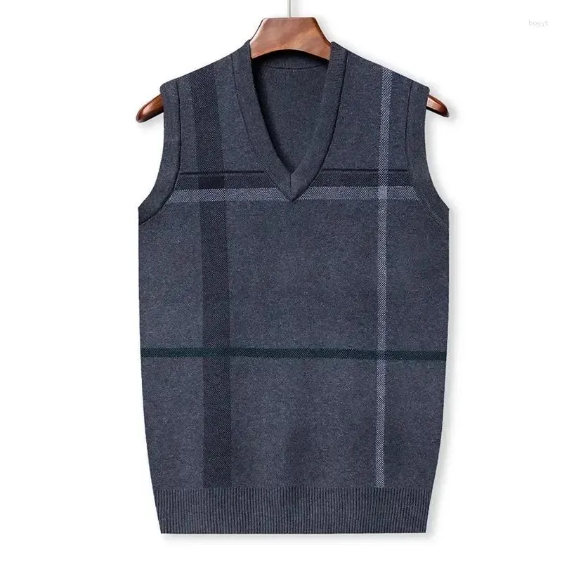 Mäns västar 2023 Autumn Sleeveless Vest Casual V-hals Diamond Mönstrade högkvalitativa mankläder