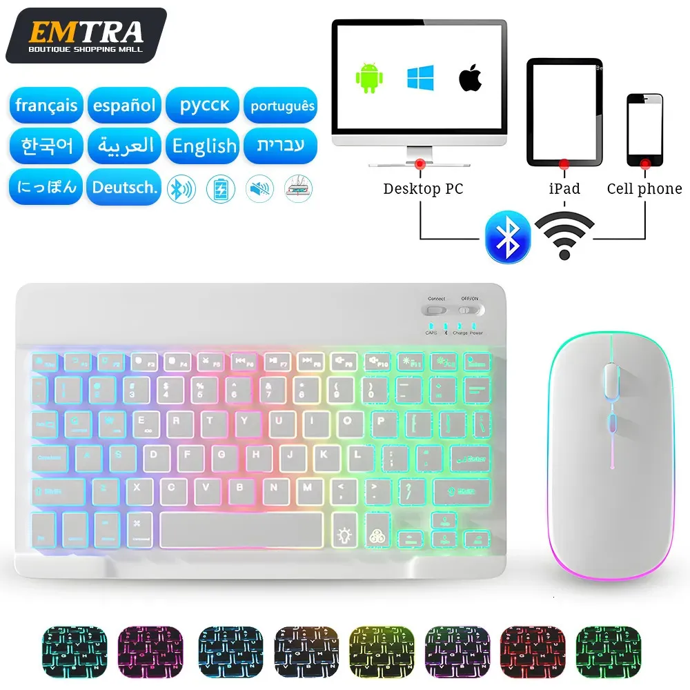 Keyboard Myse Commats for Tablet Android Windows Wireless BlueTooth Compatybilny Rainbow Litle Phone 231030