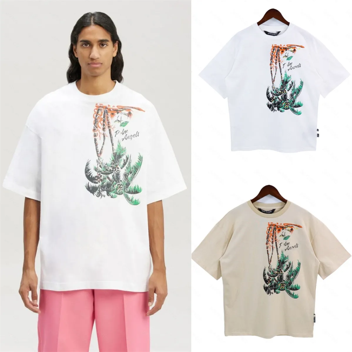 Palms Palm Angel PA Harajuku 24ss Printemps Américain Rétro Lettre Impression Logo Luxurys T-shirt Lâche Oversize Hip Hop Unisexe Manches Courtes Tees Angels 402 21678