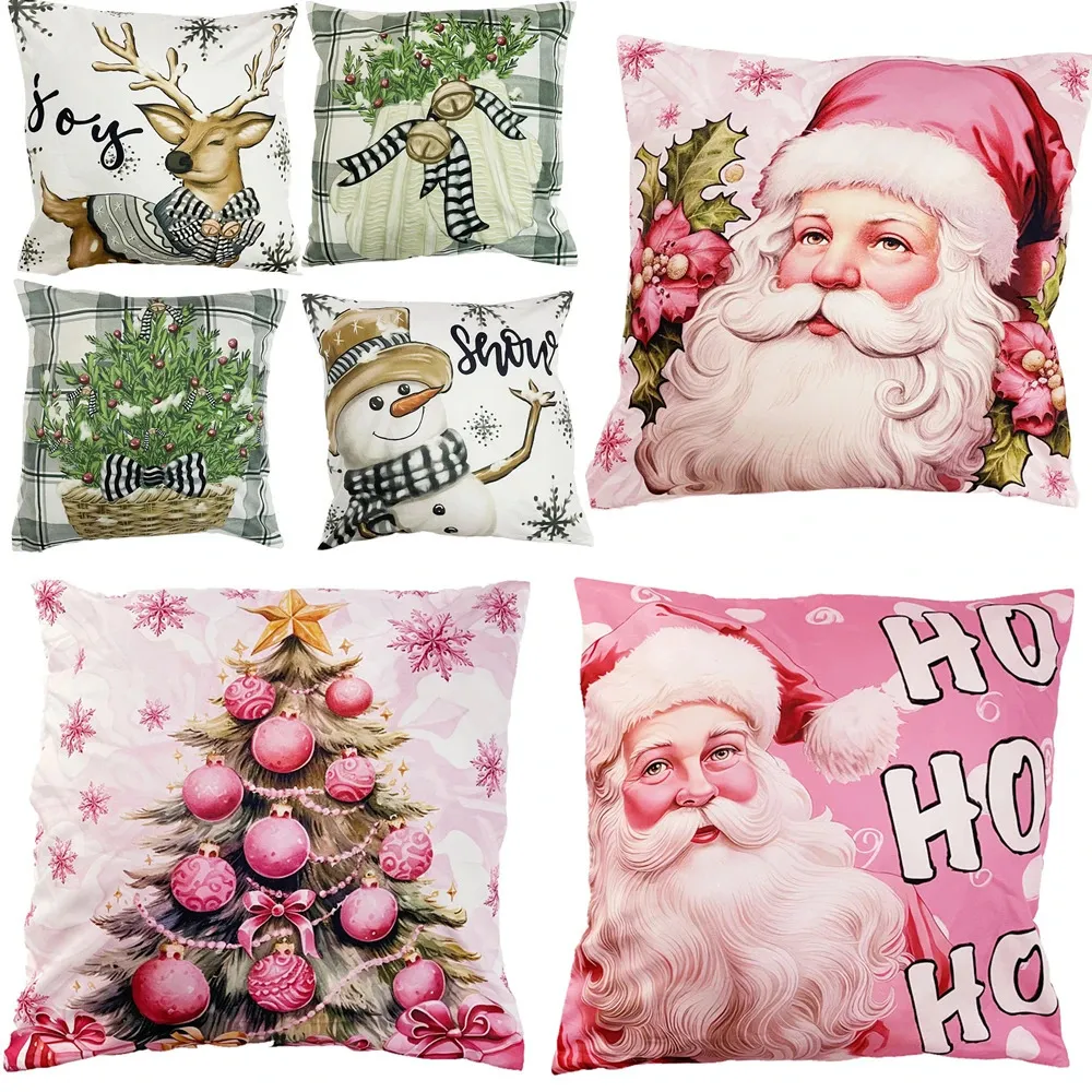 Autres fournitures de fête d'événement 45cm taie d'oreiller de Noël dessin animé Santa bonhomme de neige arbre de noël housse de coussin joyeux décor à la maison oreiller de voiture polyester 231030