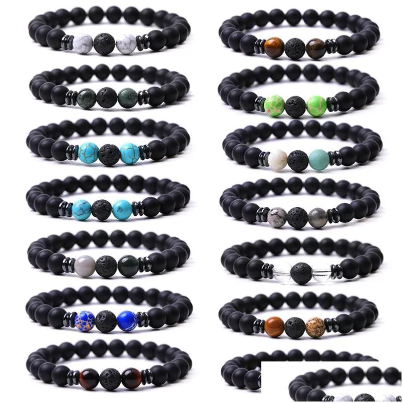 Charm Bracelets 8Mm Matted Black Beads Stone Hematite Spacer Bracelet Men Women Yoga Healing Nce Bk Drop Delivery Jewelry Dhgarden Dhfqi