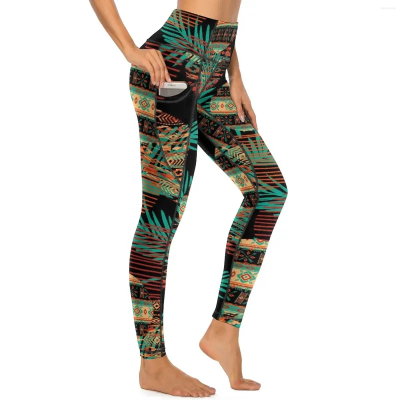 Leggings pour femmes Pantalons de yoga imprimés tribaux Sexy Design ethnique mignon Push Up Fitness Gym Leggins Lady Vintage Collants de sport extensibles