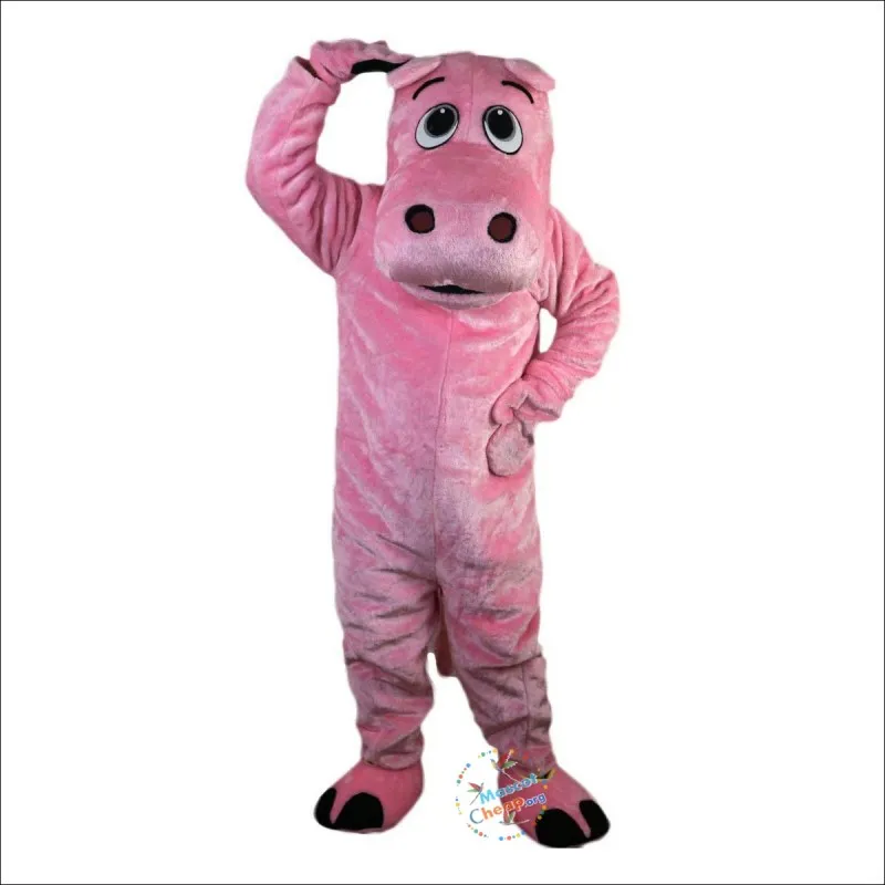 2024 Remise Costume de mascotte de dessin animé d'hippopotame rose personnage de thème d'anime de dessin animé Costumes fantaisie de fête de carnaval de Noël taille adulte