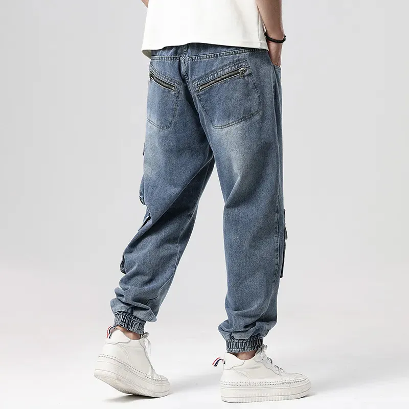 Hommes Jeans grande taille M8XL mode hommes Cargo pantalon MultPockets tactique Jean Streetwear Hip Hop décontracté mâle Denim pantalon 231027