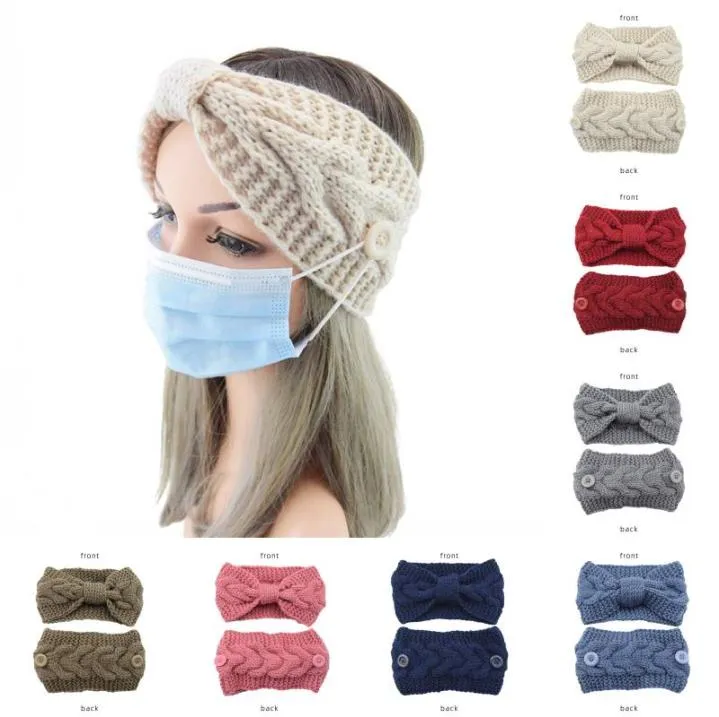 13 stylów Zimowa Kniczka Opaska na głowę cieplejsze Ucha Turban Button Fairband z maską głowa dla kobiet dziewczęta moda joga