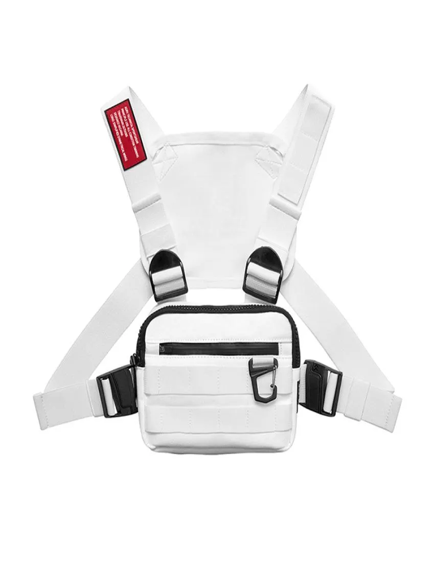 Gatastil Militär bröstrigg Bag For Men White Hip Hop Functional Midjepaket Justerbar väst Midja Fashion Bröstväskor2727241