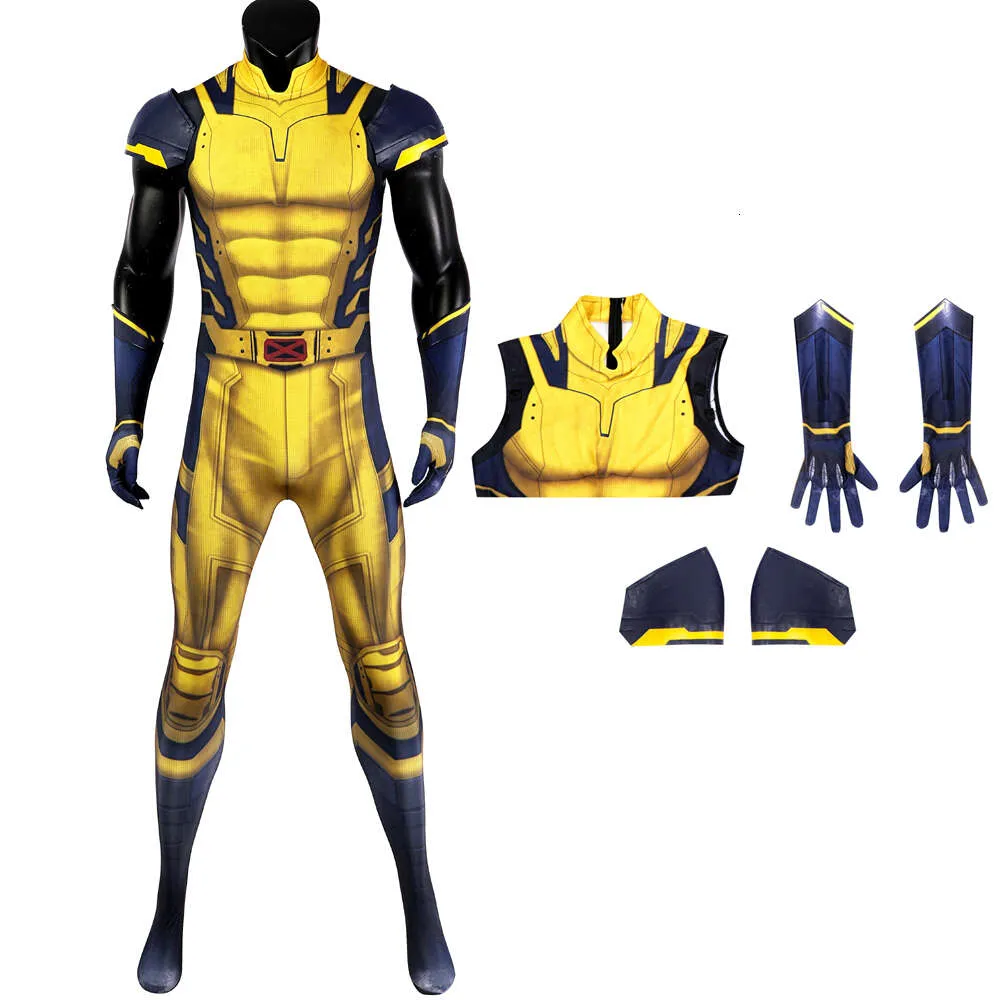 Cosplay Volwassen Mannen Halloween Carnaval Wee Nieuwe Gele Outfit Logan Cosplay Afdrukken Jumpsuit Superheld Kostuum