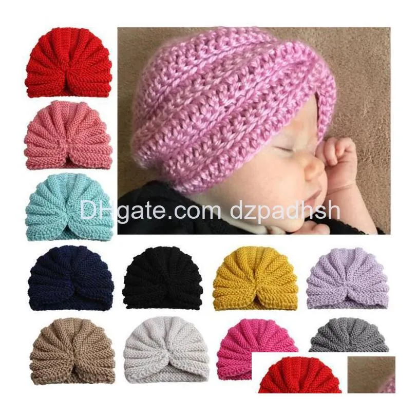 Hair Accessories Ins Baby Girls Boy Wool Hollowed Caps Kids Knitting Cloghet Hat Infant Toddler Boutique Indian Turban Spring Autumn Dhjnn