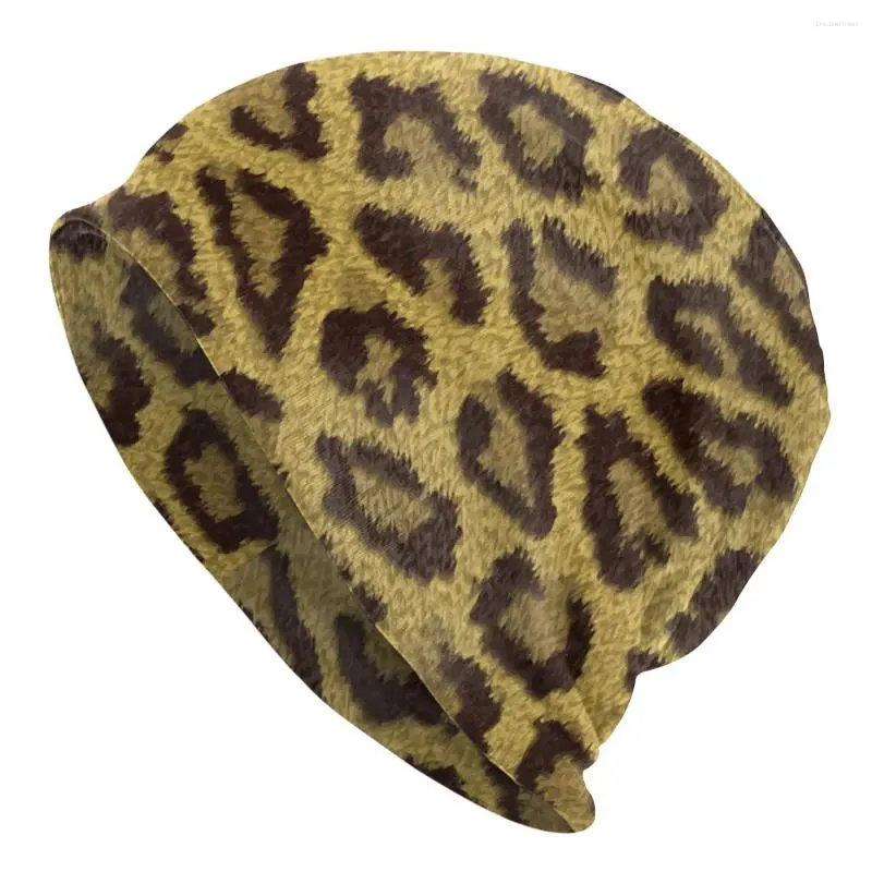 Berets unissex malha inverno gorro quente esqui crochê slouch chapéu macio leopardo manchas fundo mulheres homens boné