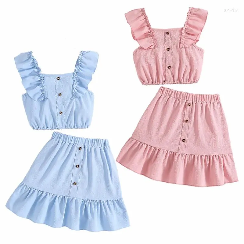 Ensembles de vêtements Été Fille Vêtements Ensemble Adolescent Costumes Chemise Crop Top Débardeur Jupe Bohème Tenue Élégante Adolescents Enfants Plus Taille