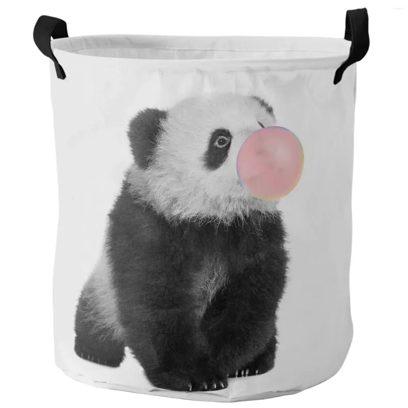 Tvättpåsar Animal Panda Bubble Pink Dirty Basket Foldbar Waterproof Home Organizer Klädbarn Toy Storage