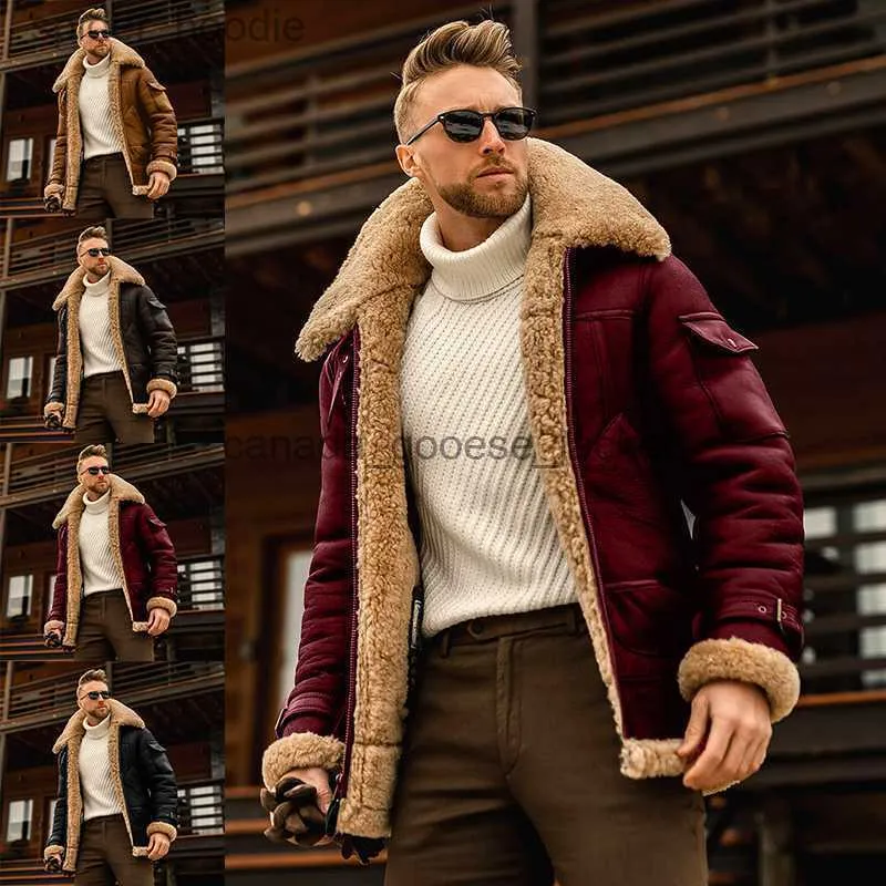 2021 Suede Coat Men Winter Fashion Plus Size Jacket Retro Faux Fur