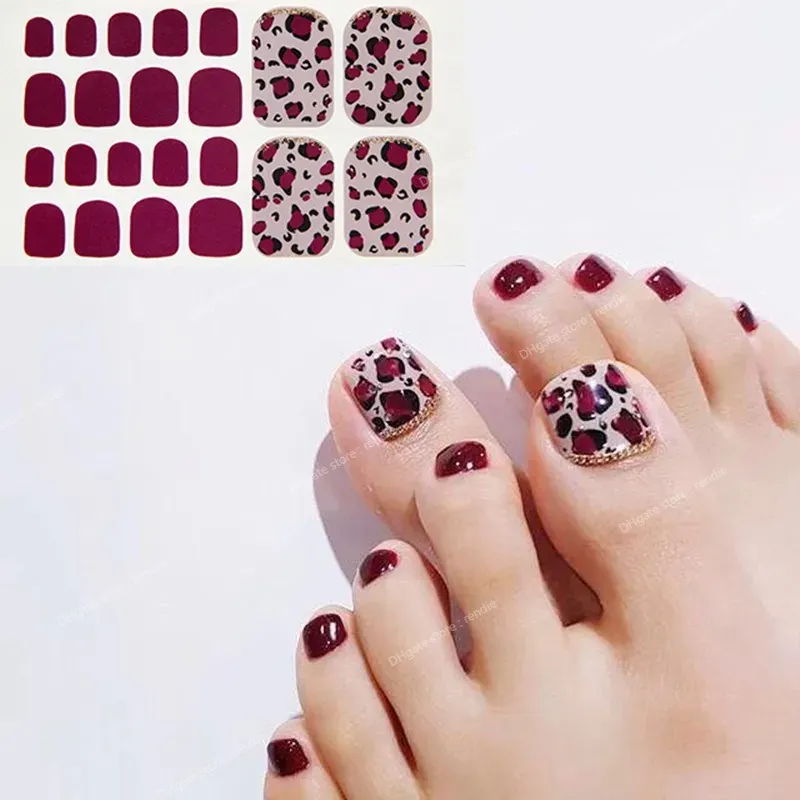 22Tips/Sheet Nail Sticker Lime Toenail Art Polish Tips French Glitter Sequin Nagel Wraps Enkel tånagel Klistermärke Nagel Artstickers Dekaler Nagelkonstverktyg