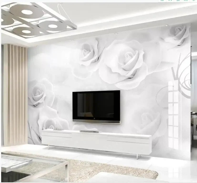 Wallpapers personalizado 3d mural papel de parede nórdico moderno moda tridimensional em relevo rosa flor tv fundo parede