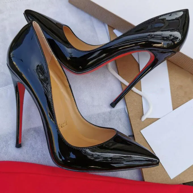 Women Pumps High Heels Pointed Toe Shoes Red Shiny Bottoms Nude Black Patent Leather Wedding Shoes Spring/Autumn Super High Sandals 6cm 8cm 10cm 12cm Size 34-44