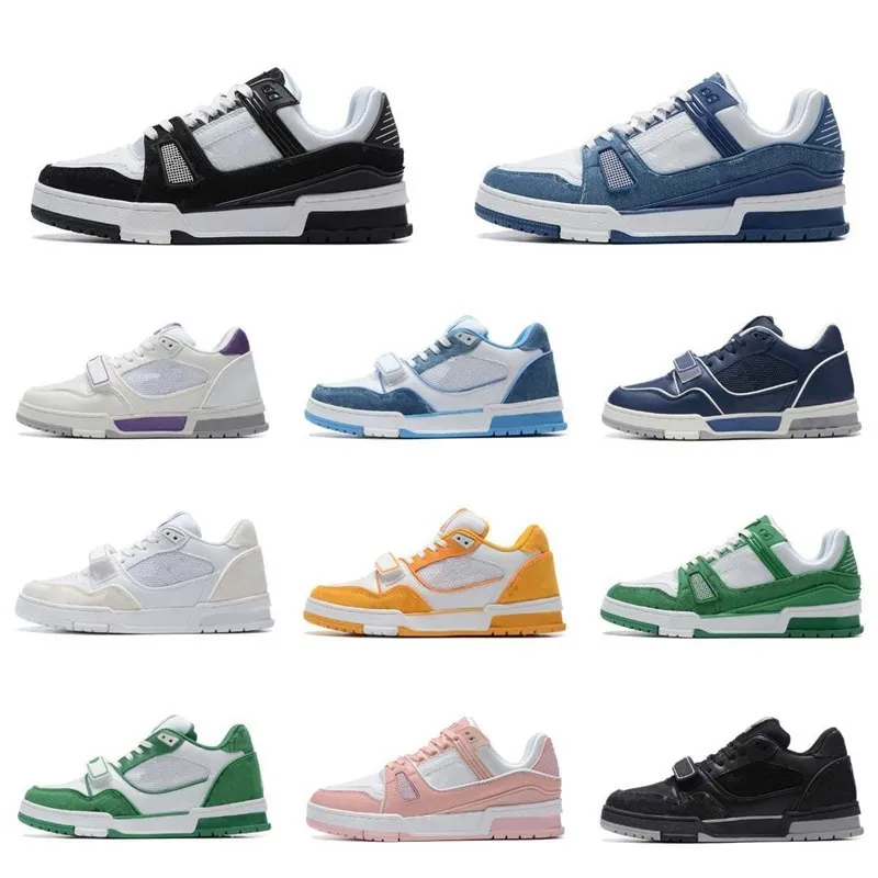 Virgil Designer Running Shoes Homens Mulheres Trainer Sneaker Bezerro Couro Casual Abloh Branco Verde Vermelho Azul Laranja Sobreposições tamanho 11