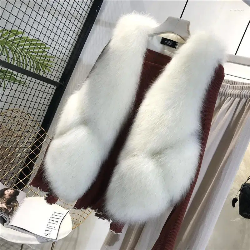 Women's Fur Coat Women Faux Vest For Winter Warm Veste Coats Jacket Solid Color Sleeveless Female Outerwear V199