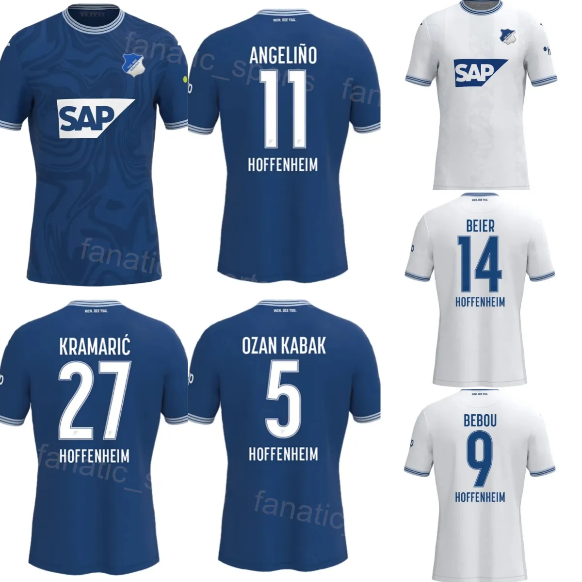 TSG Hoffenheim Soccer 14 Maximilian Beier Jersey Club 1 Oliver Baumann 6 Grischa Promel 29 Kevin Vogt 16 Anton Stach 27 Andrej Kramaric Football Shirt Kits 2023-24