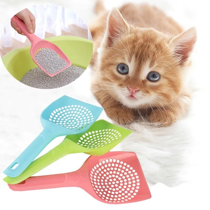 Plastik kedi kotu kepçesi Pet Bakım Kum atığı Scooper Shovel Hollow Temizleme Aracı Hollow Style Hafif Dayanıklı Dayanıklı Kolay S675