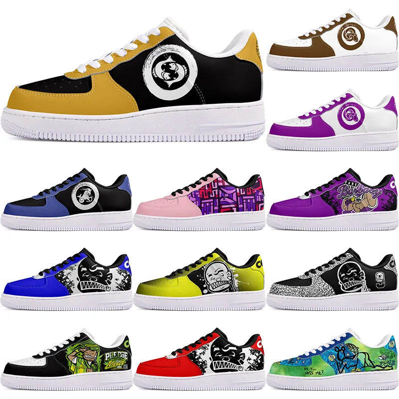 DIY SHOES Vinter svart härlig höstmens mense Leisure Shoes One For Men Women Platform Casual Sneakers Classic Clean Cartoon Graffiti Trainers Sports 55197