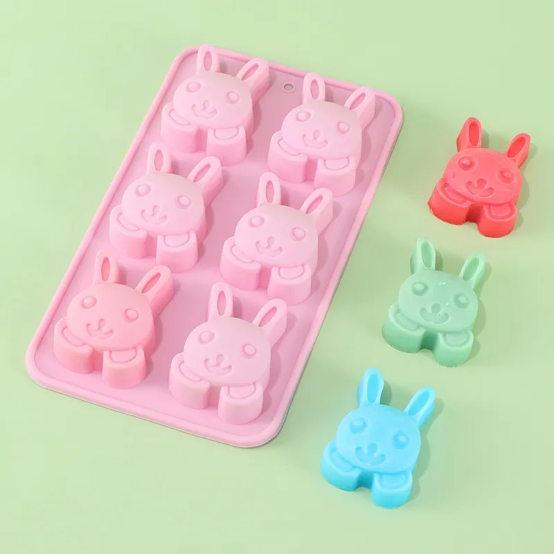 6 Holes Silica Gel Rabbit Cake Moulds Rabbits Shape Silicone Bread Pan Round Shape Mold Muffin Cupcake Baking