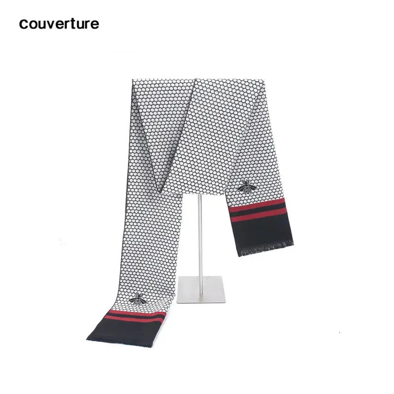 Foulards Couverture design de mode abeille hommes écharpe marque de luxe Business Casual Cachecol Cachemire coton hommes Châle Wrap Foulards d'hiver 231030