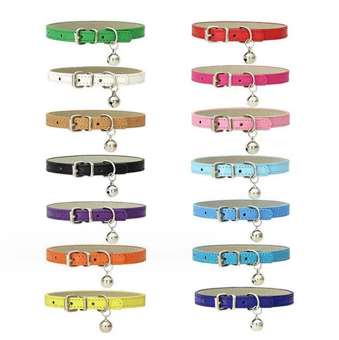 Premium PU Leather Dog & Cat Collar with Bell & DIY Towing Rope - Shop ...