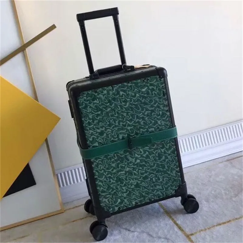 Spinner Brown Suitcazy Travel Bagaż Zielona pomarańczowa walizka TRUNK TRUNK TRUNK Universal Wheel Duffel Rolling Ruggage Teksicka