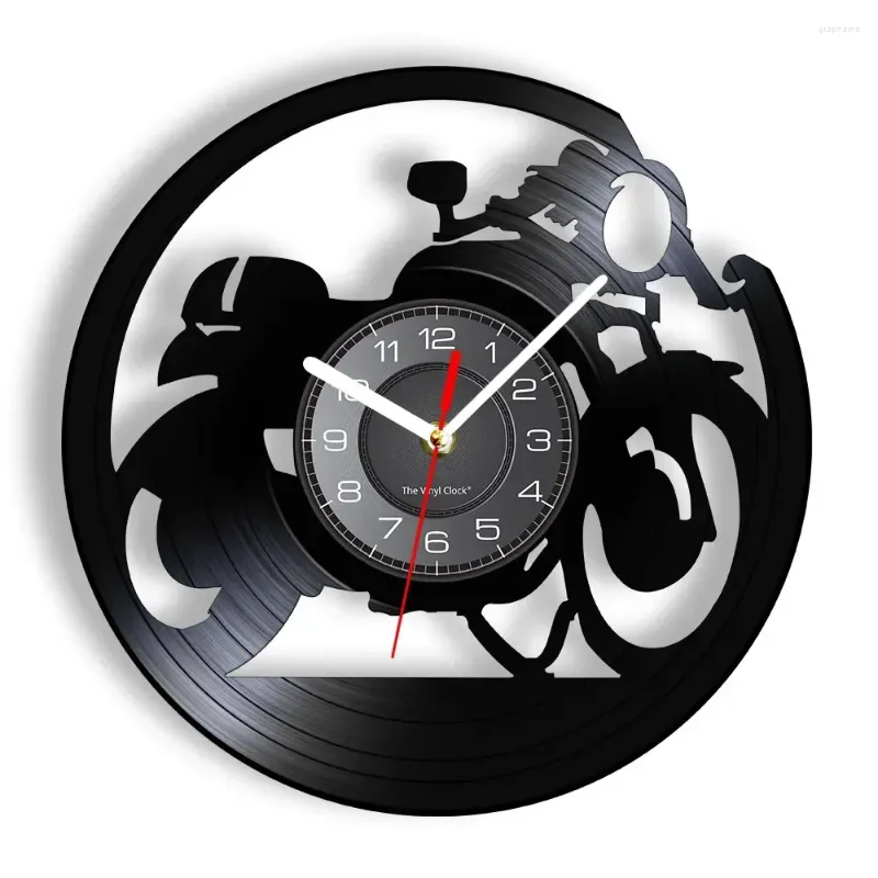 Wall Clocks Cafe Racer Clock Record för Garage Classic Motorcykel Motorcyklist Riders Gift