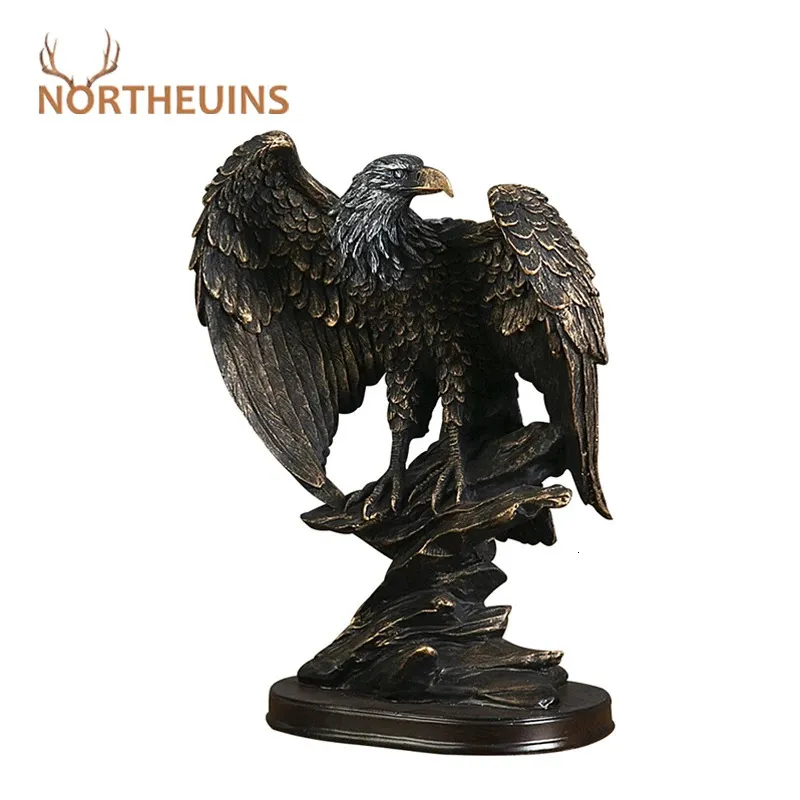 Dekorative Objekte Figuren NORTHEUINS Retro Harz Adler Statue Kunstsammlung Artikel Tierfiguren Zimmer Büro Desktop Dekoration Objekt Handwerk 231030