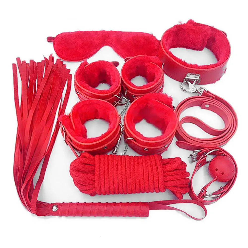 2018 Novelty Adult Novelty Special Couple Toy Bondage Restraint Handcuffs Collar Whip Pink/Black/Red Exotic Accessories QQTZ01