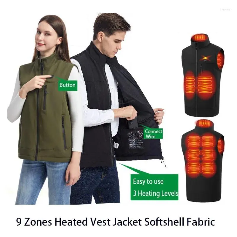 Jaktjackor Intelligent Electric Heat Vest Men's Winter Stand Collar USB Konstant varm ärmlösa kvinnor Softshell Colete Tatico