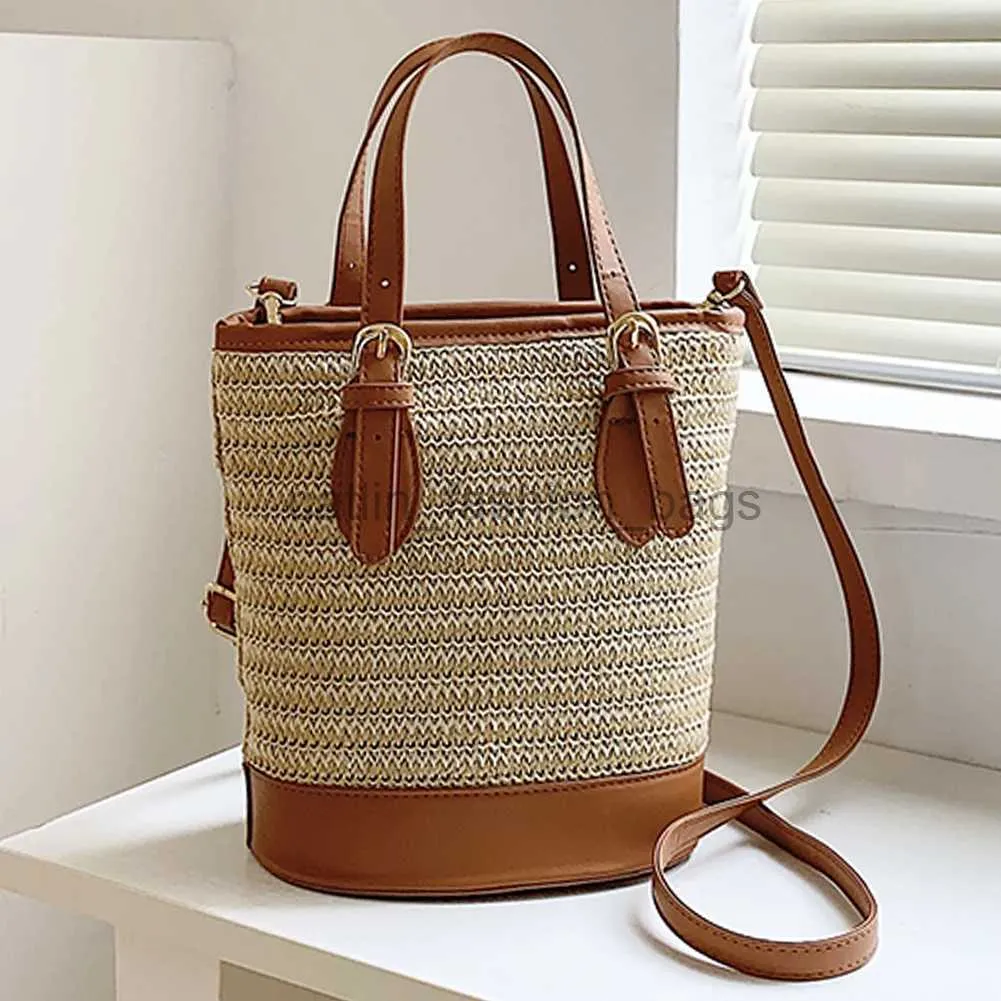 Shoulder Bags Summer Women's Soul Bag Women's Beach Bucket Bag Women's Straw Knife Large Capacity Handbagcatlin_fashion_bags