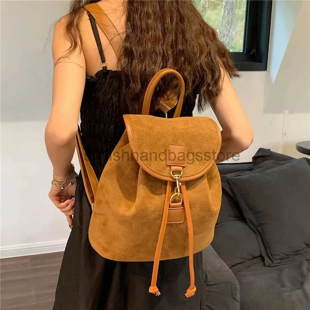 Backpack Suede Women's Bag 2023 Trend Designer Text Bag Youth Girl Bag Brown Blackstylishhandbagsstore