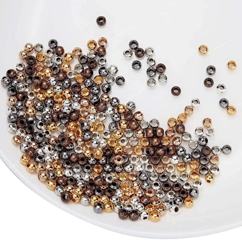 30-500pcs/lot 2-10mm Gold Color Round Spacer Bead Ball End Metal Seed Beads For Bracelet Necklace DIY Jewelry Making Accessories Fashion JewelryBeads