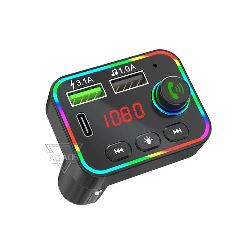Transmetteur FM Bluetooth F4, lecteur de musique, affichage LED, lecteur MP3, chargeur USB pour voiture