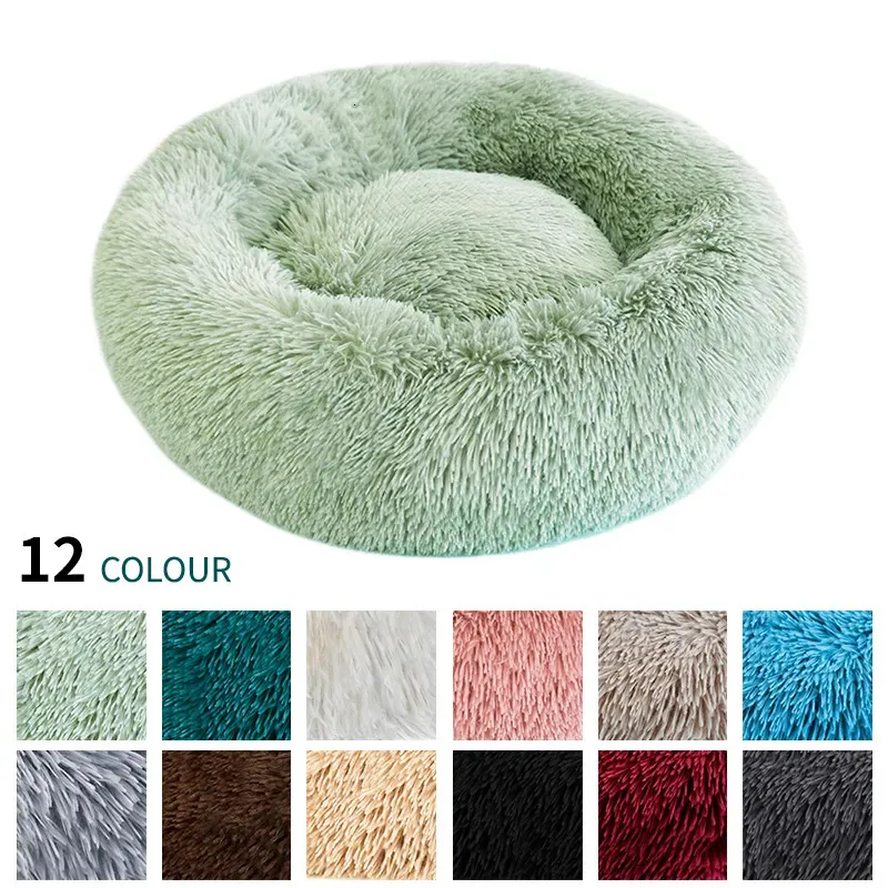 kennels pennen Superzacht hondenbed Lang pluche donut rond hondenkennel Comfortabel pluizig kussen Mat Winter warm voor hond Kattenhuis EU Magazijn 231030