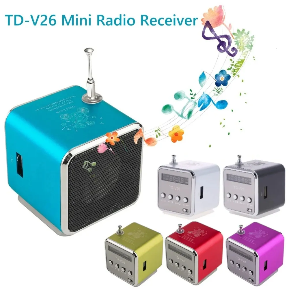 Telefon komórkowy S ers TD V26 Mini Digital FM Radio S ER Przenośny odbiornik z LED Smart Playback Micro SD TF Karta dwupłodowa 231030