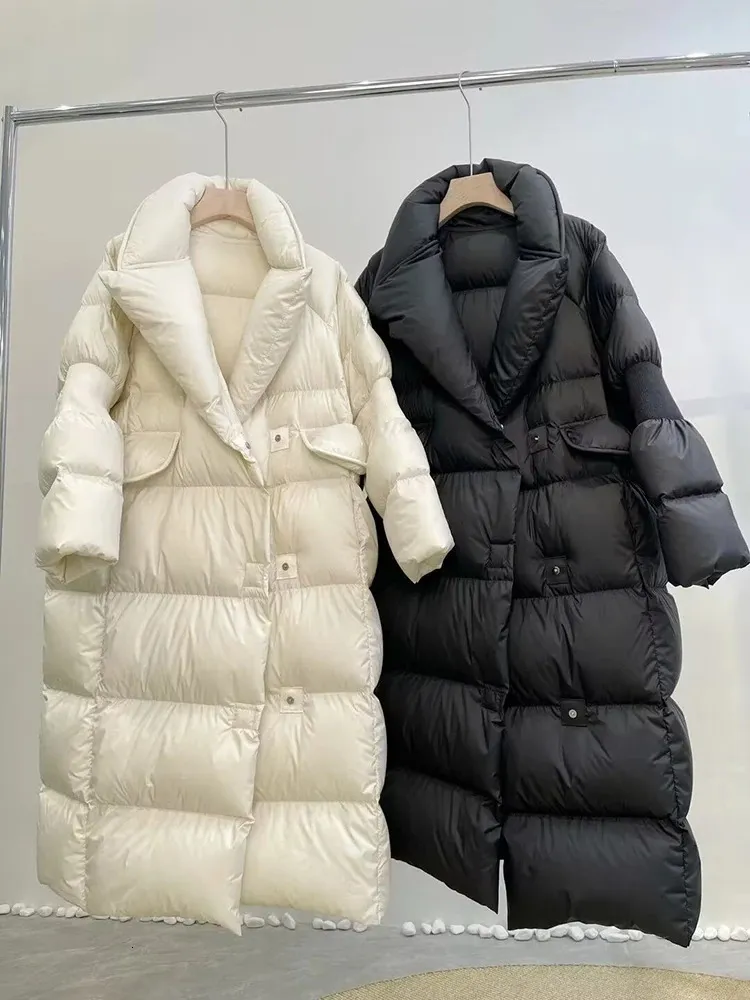 Frauen Unten Parkas 2023 Winter Koreanischen Stil Ente Mantel Übergroßen Puffer Jacke Weibliche Dicken Langen Winddicht Warme Outwear 231027