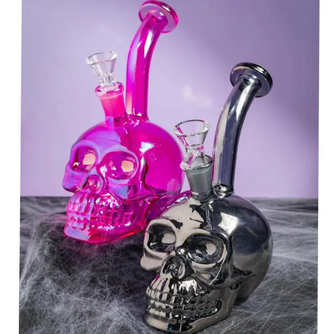 Skull Glass Bong Hookahs Thick Glass Water Bongs Smoking Water Pipe Heady Dab Rigs Shihsa With 14mm Joint