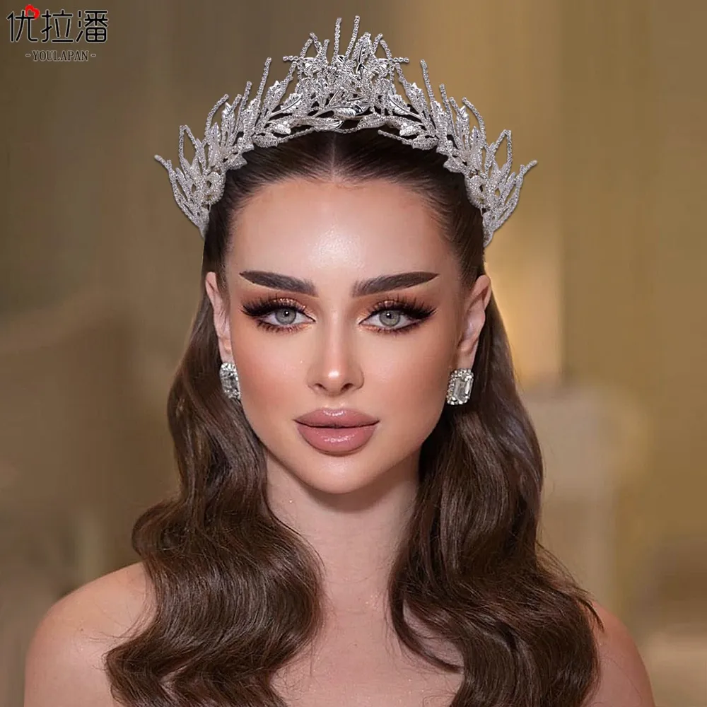 Festive Silver Tiara Diamond Baroque Bridal Headwear Crown Rhinestone with Wedding Jewelry Hair Accessories Bridal Crowns Headpieces HP559