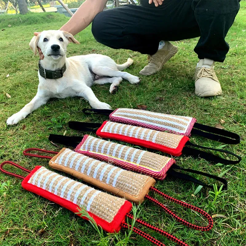 Brinquedos para cães mastiga durável treinamento de cães cabo de guerra cães interativos juta mordida travesseiro manga brinquedos de mastigação para malinois pastor alemão brinquedo de estimação 231030