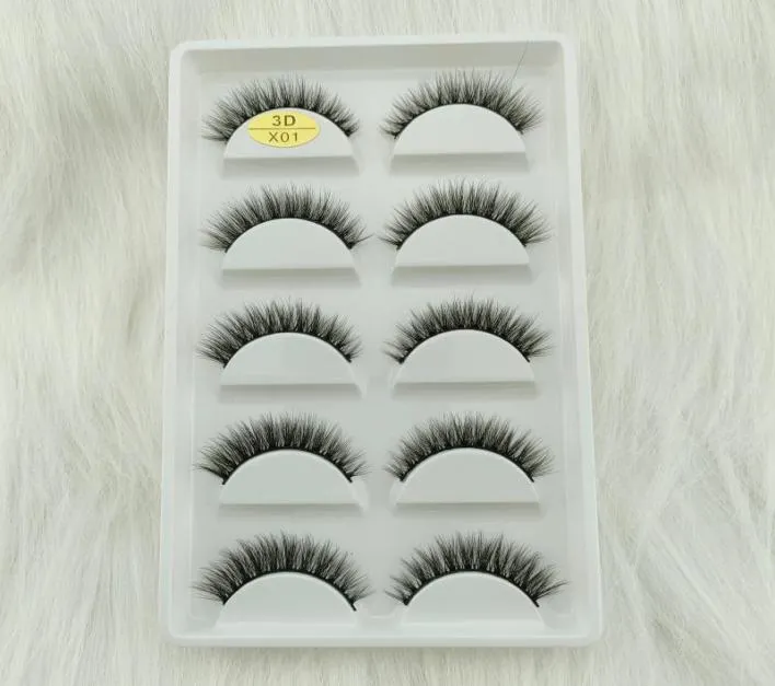 FALSE EYGRASS 5 PAIRS Multipack Natural Lures Long Makeup 3D Mink Eyelash Extension för Beauty H13 E083064331