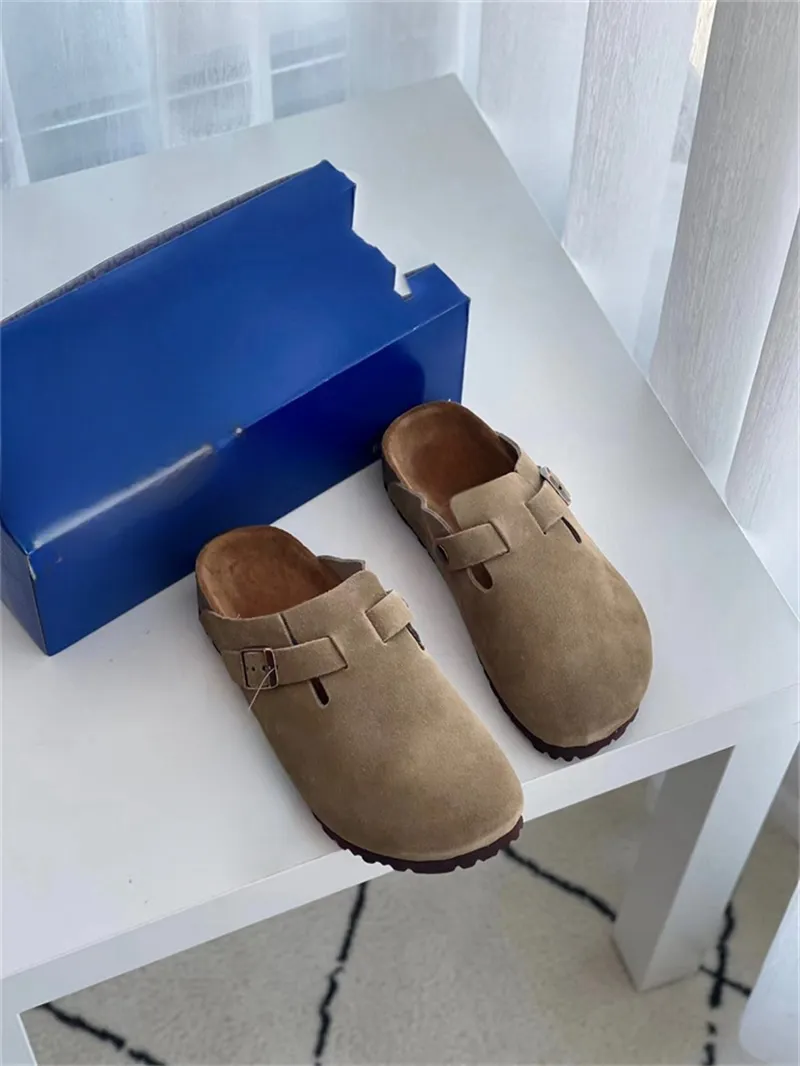 Real leather boot head pull cork slippers female male summer anti-skid lazy shoes lovers beach Scuffs XX00