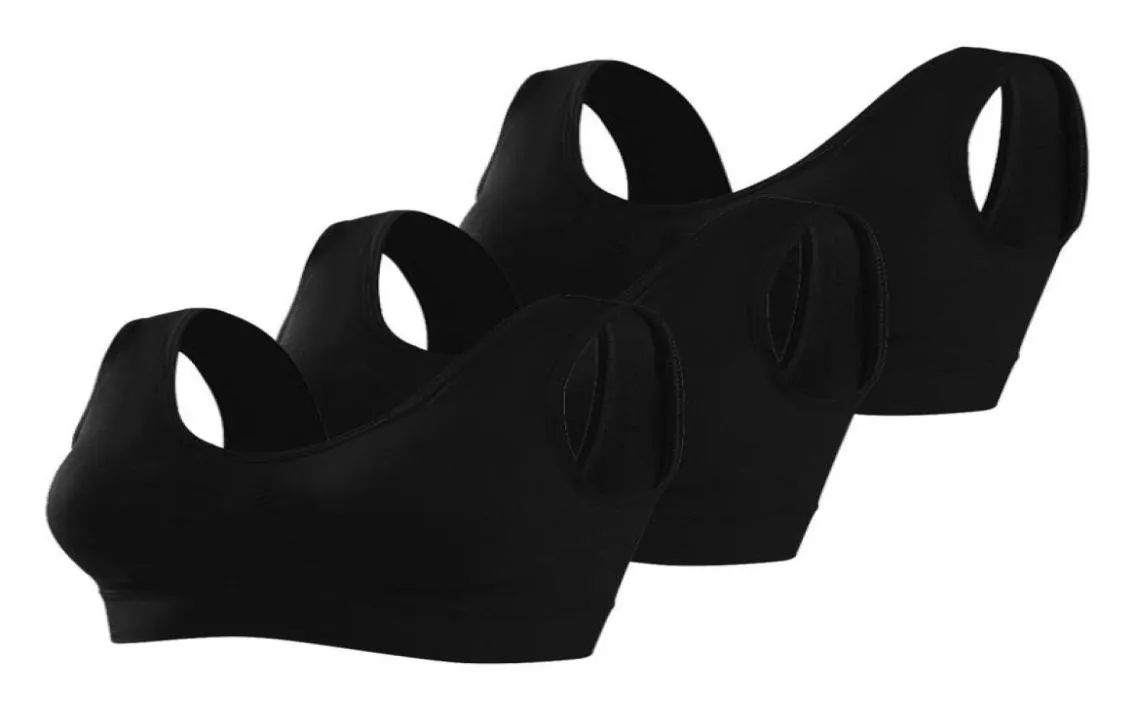 AHH Genie soutien-gorge buste Shaper 3Pack soutien-gorge de sport sans couture soutien-gorge de Yoga avec coussinets amovibles pour femmes 3 pièces noir Color8521515