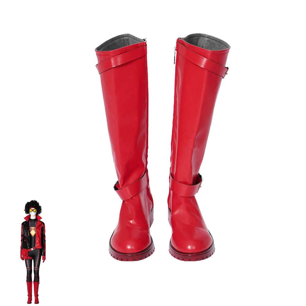 Halloween karnawał Jessica Drew Cosplay Boots Dorosłe kobiety Faux skórzane czerwone buty Superhero Akcesoria