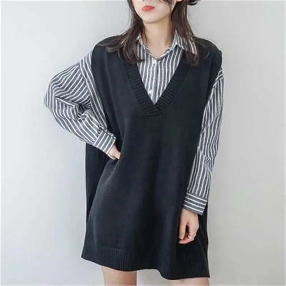 Damenjacken Koreanische Frauen Große Größe 4XL 5XL Pullover Weste Lange Pullover Übergröße Solide Einfache Allgleiches Stricken S-5XL Frauen Outwear 231030