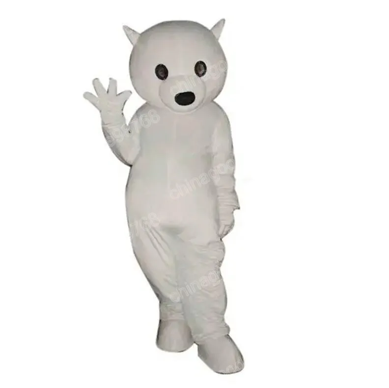 Desempenho bonito urso branco mascote traje de alta qualidade natal halloween fantasia vestido de festa de desenho animado personagem terno carnaval unisex outfit